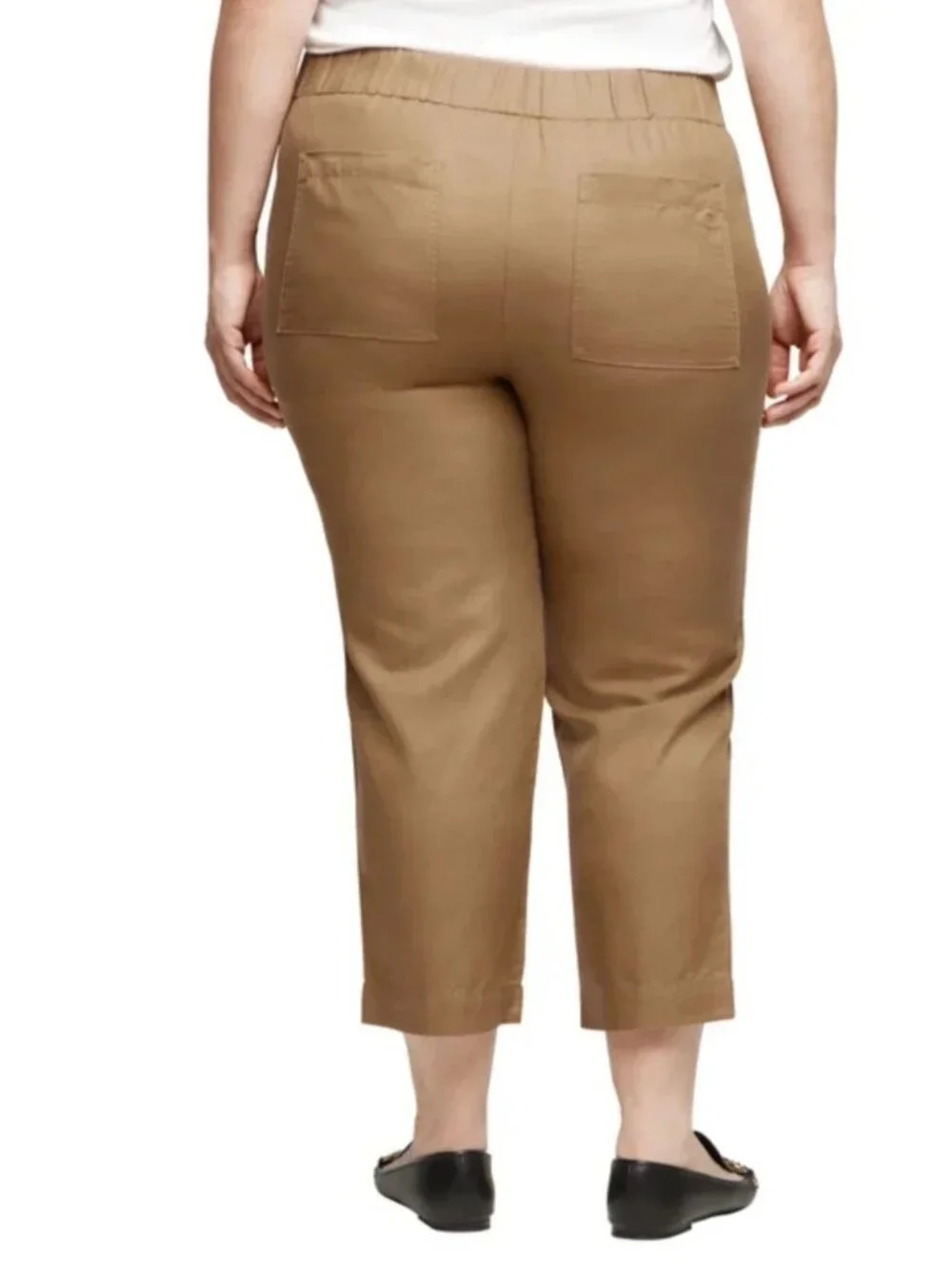 NWT Banana Republic Women's XXL Tapered Crop Pant Tan Pull-On Elastic B1703
